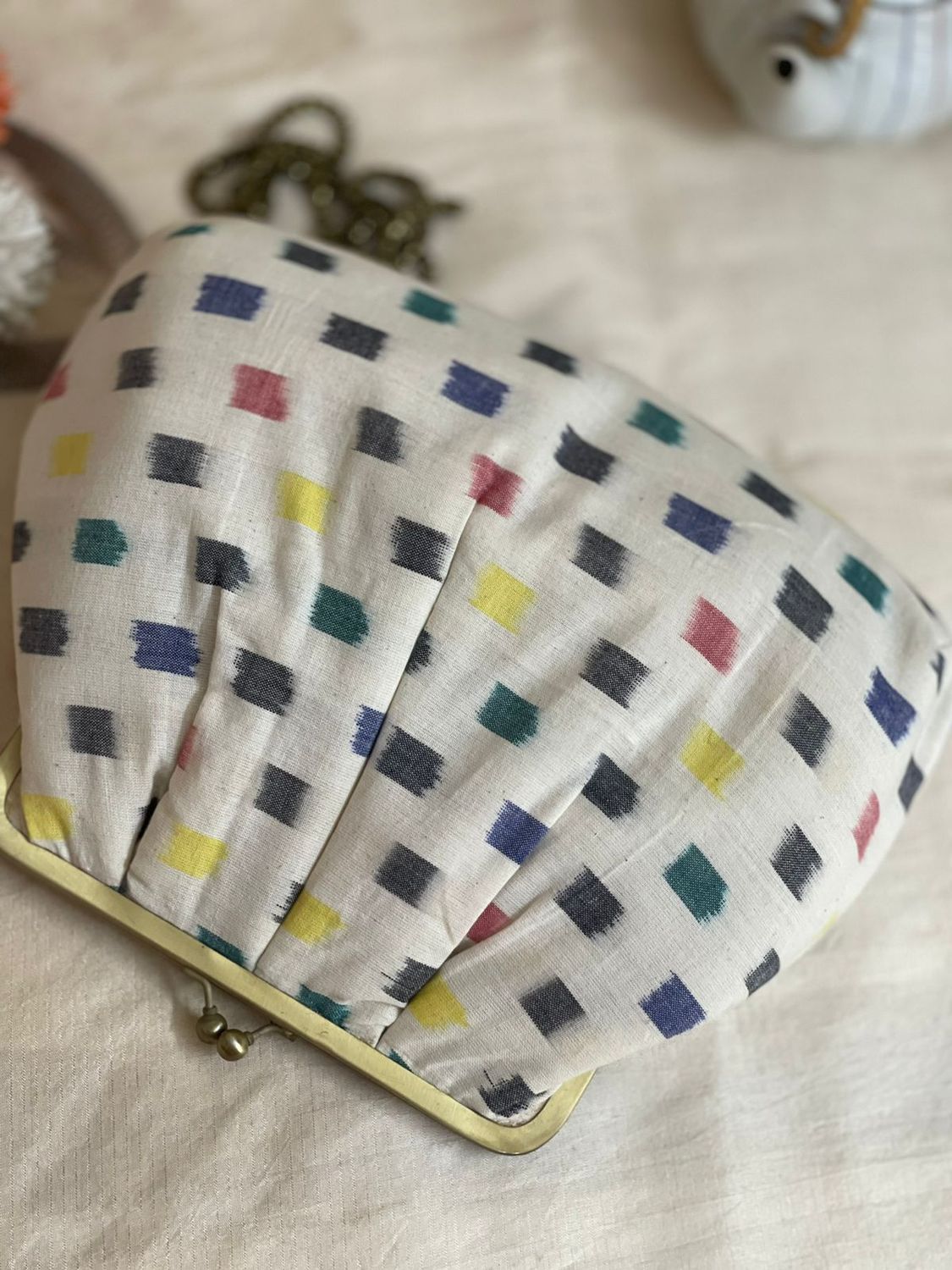 White Ikat Money Purse