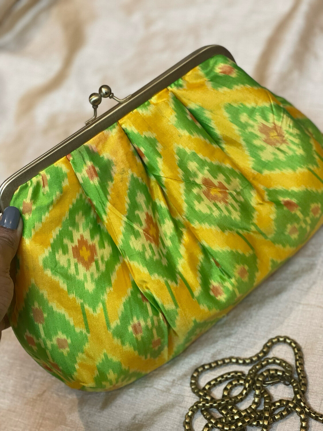 Lemon Yellow And Green Ikkat