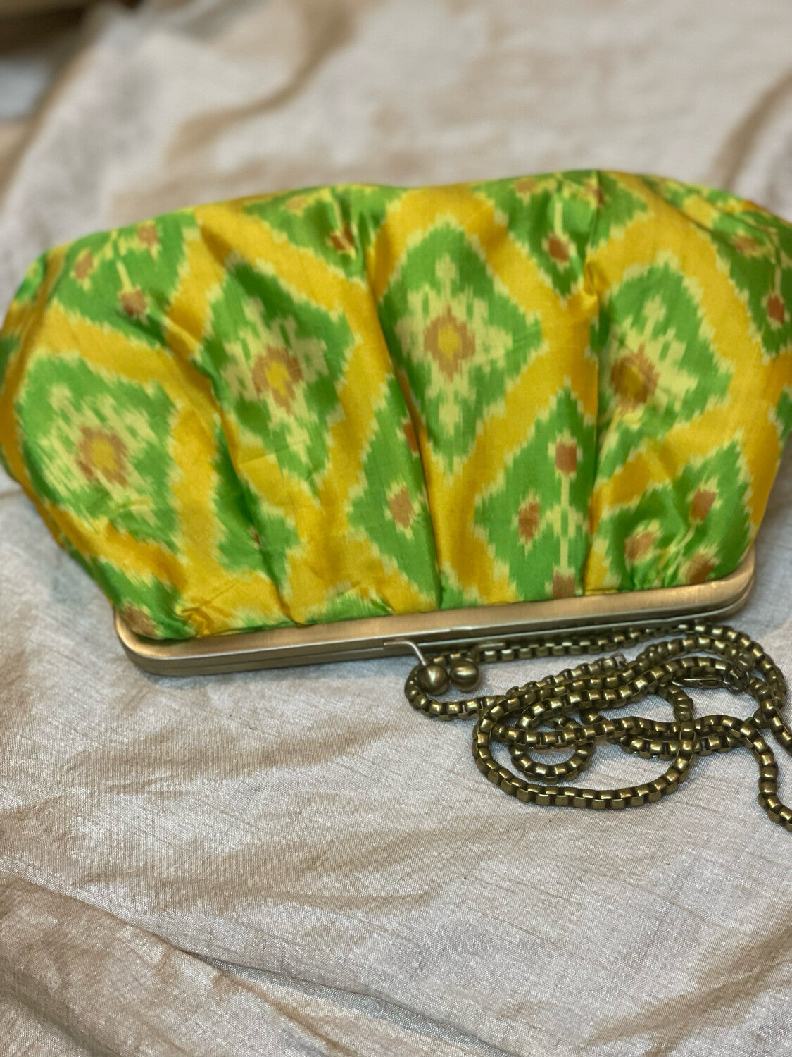 Lemon Yellow And Green Ikkat