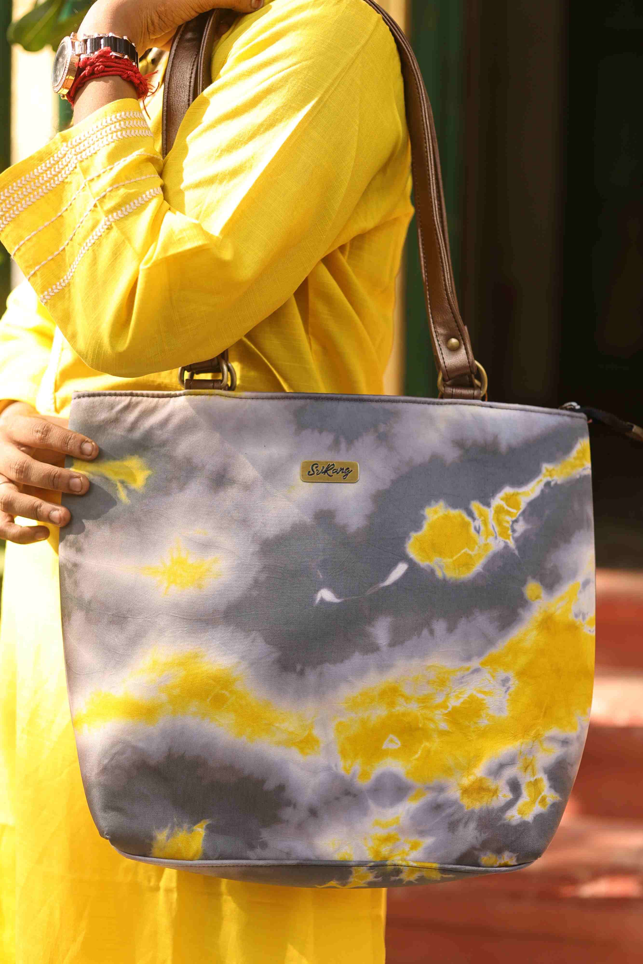 Shibori grey and yellow