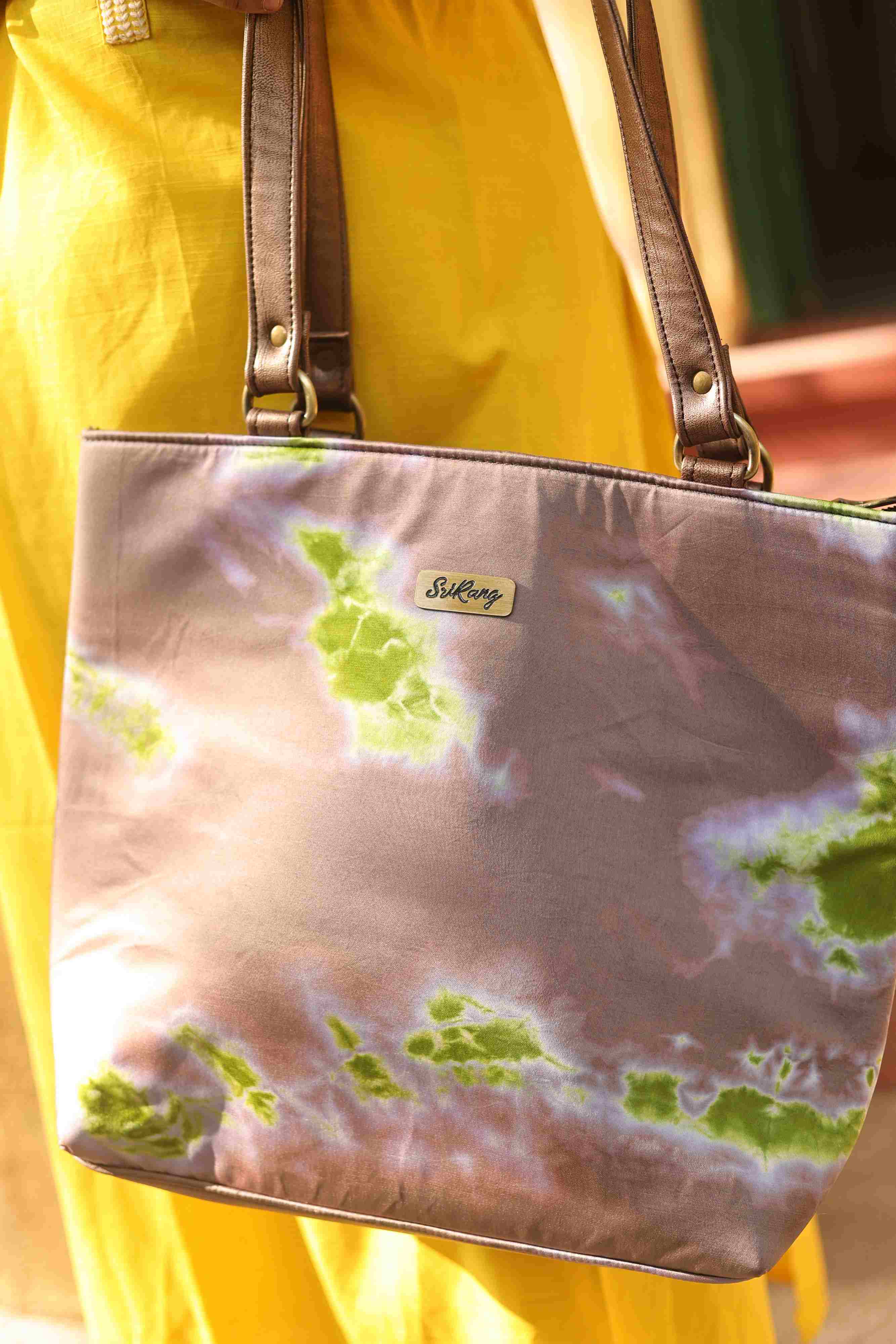 Grey and lime green shibori