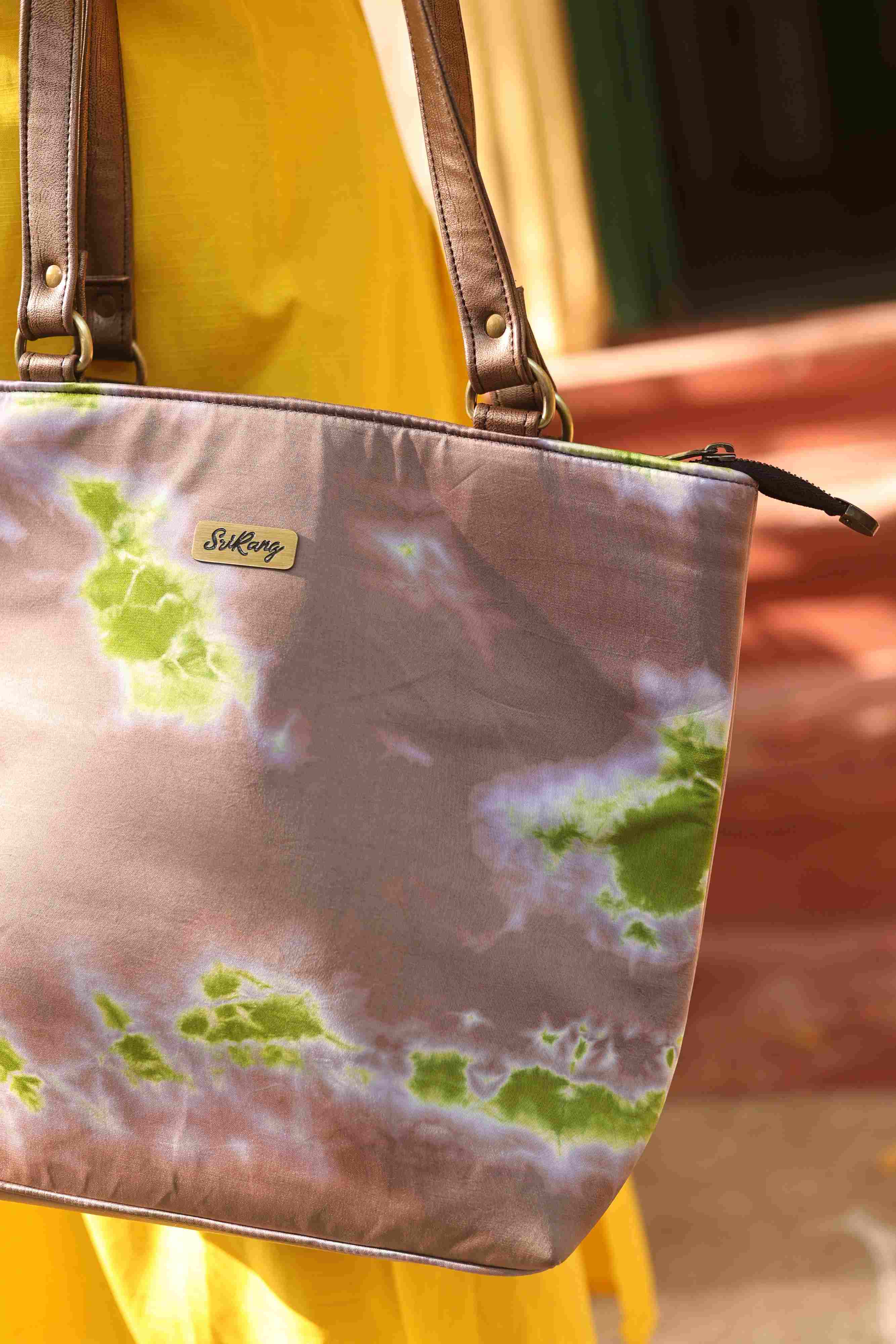 Grey and lime green shibori