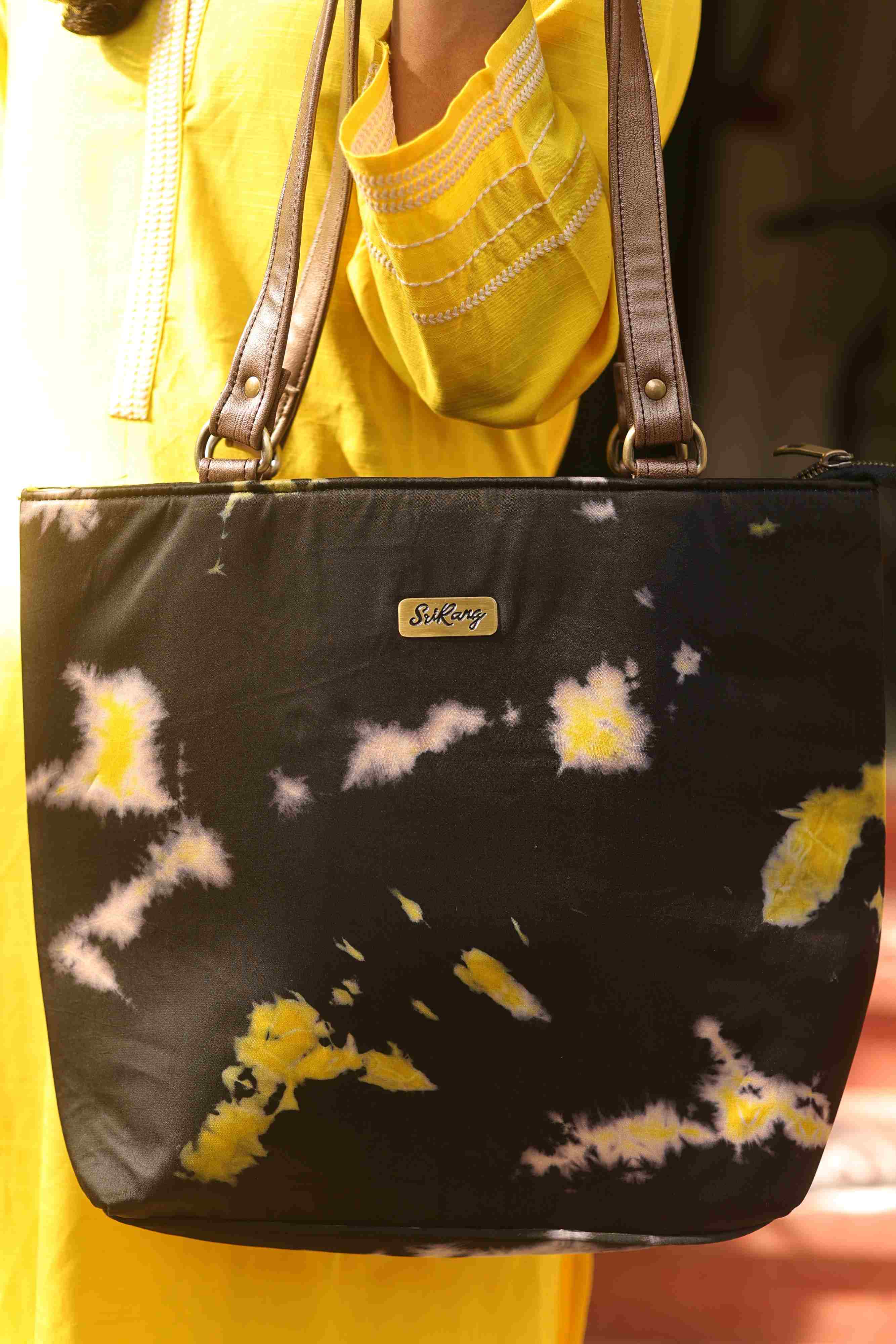 Yellow and black Shibori