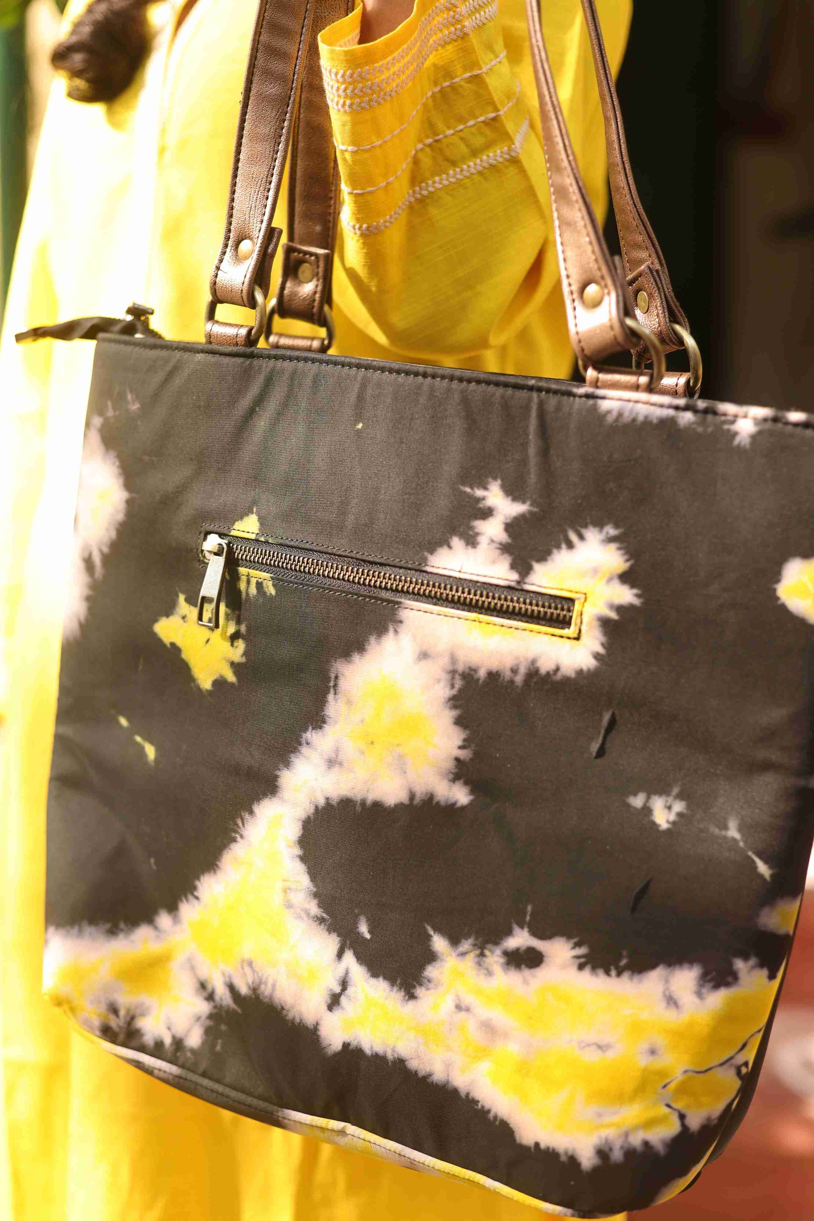 Yellow and black Shibori