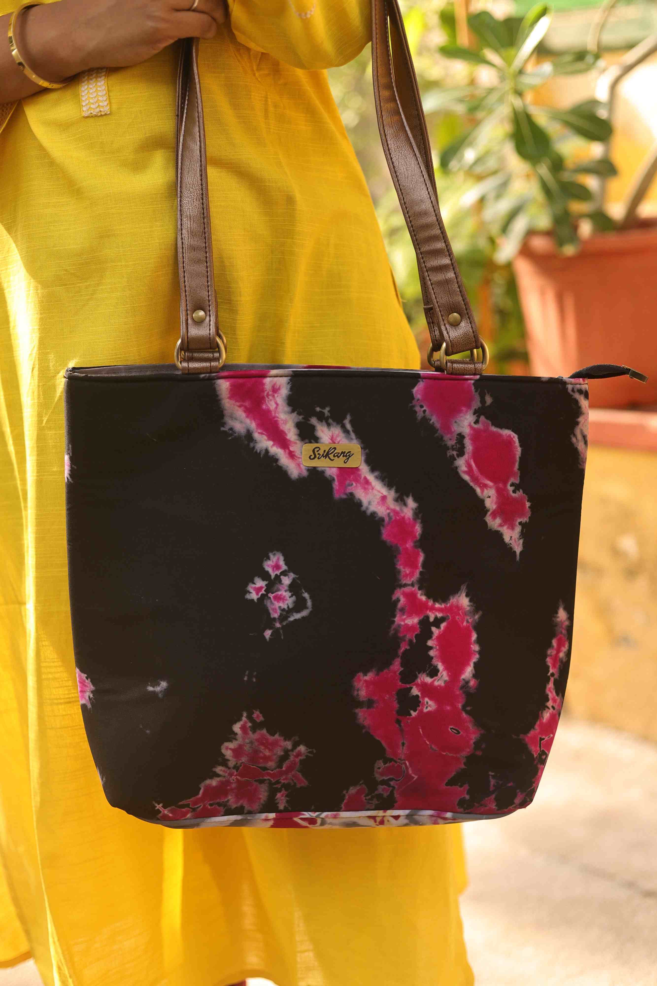 Black and mitai pink Shibori