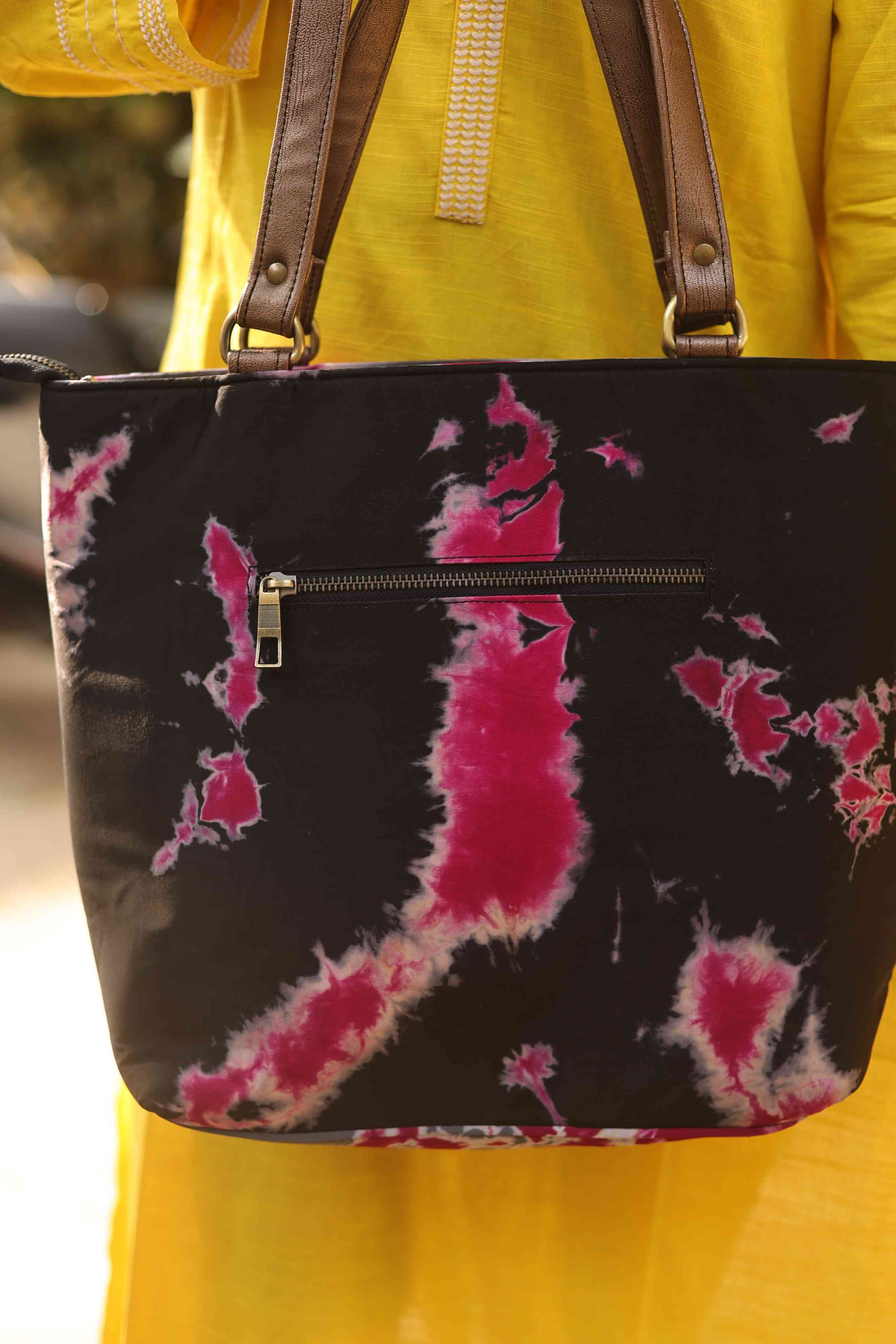 Black and mitai pink Shibori