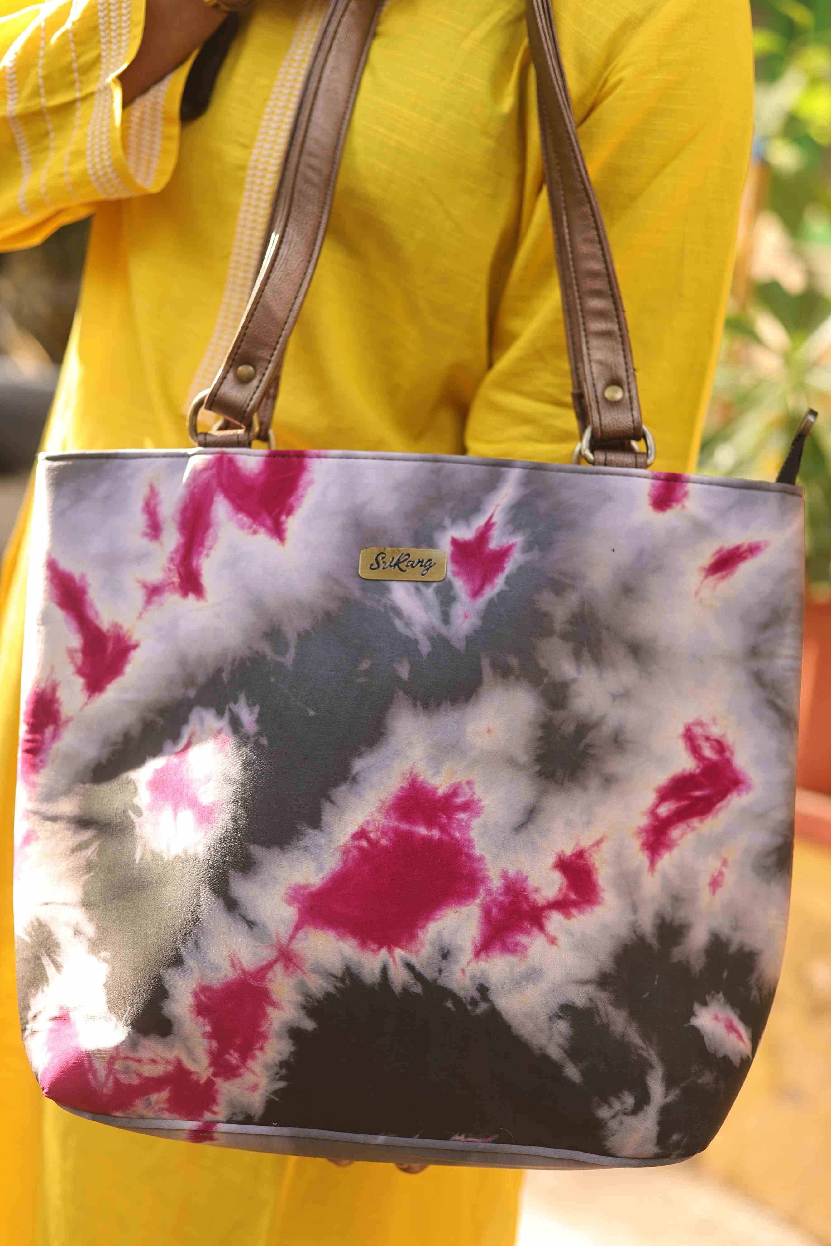 Grey and orange Shibori