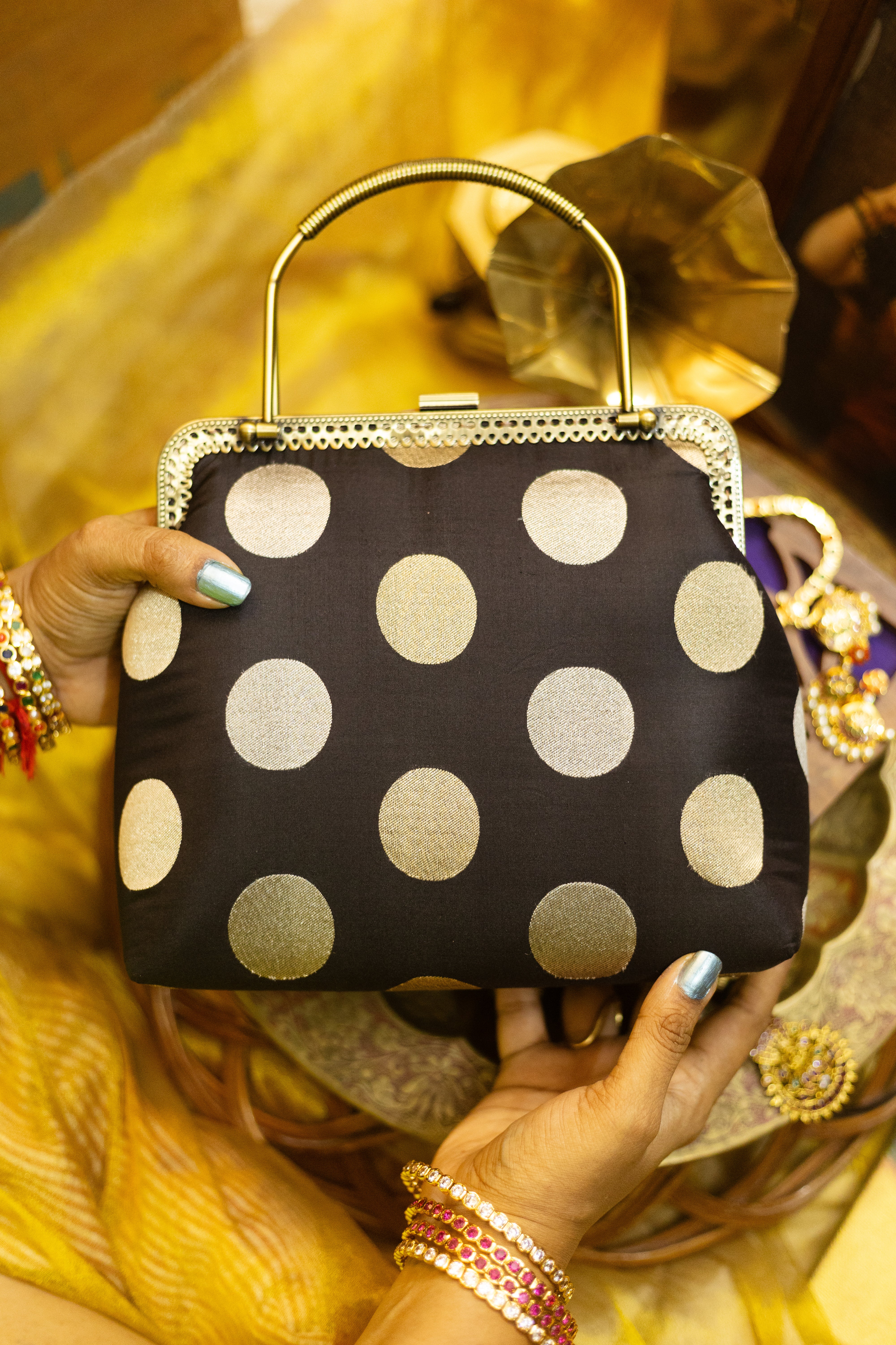 Annam chakram lotus pink with black polka