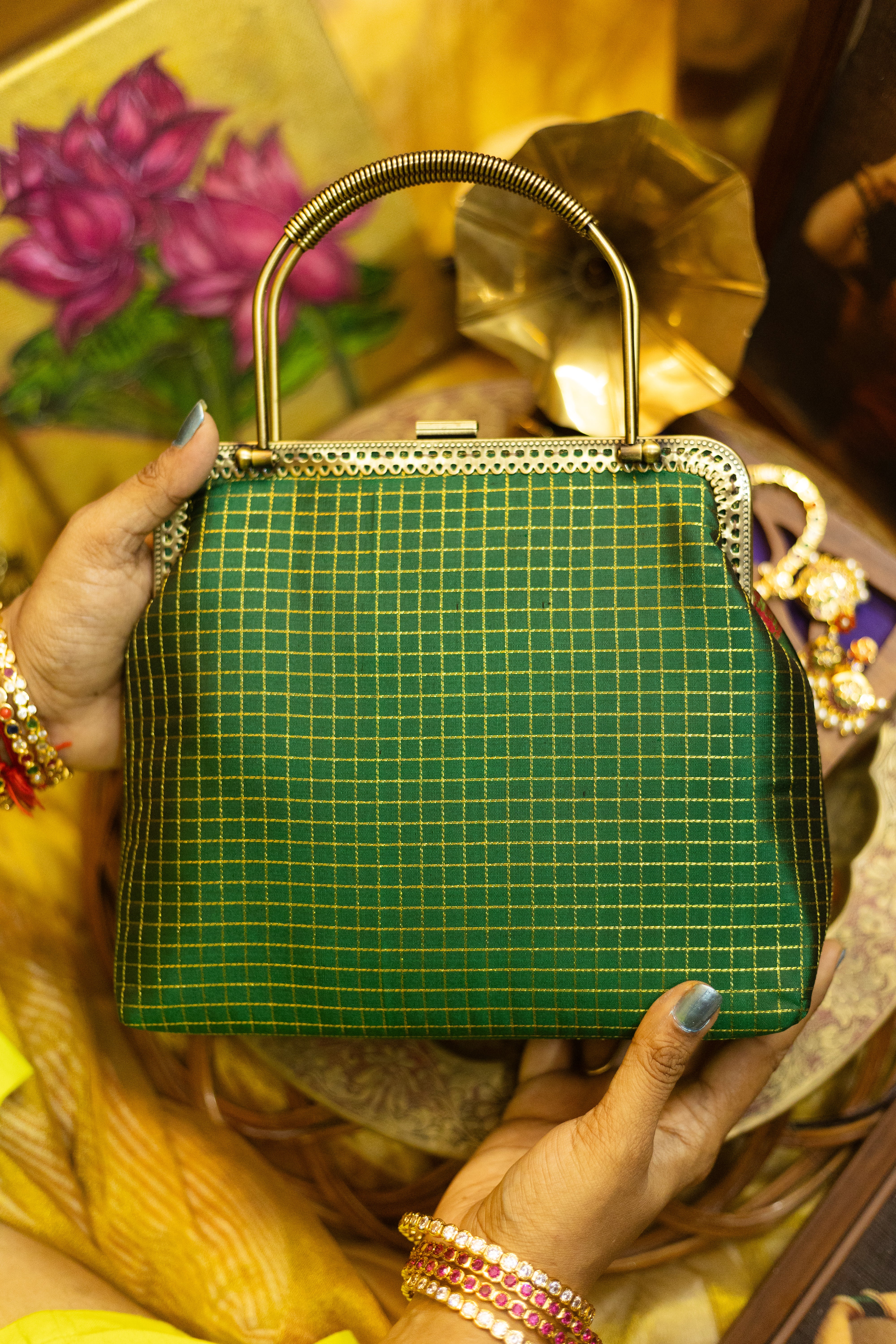 maragadha and deep red  with annam chakram