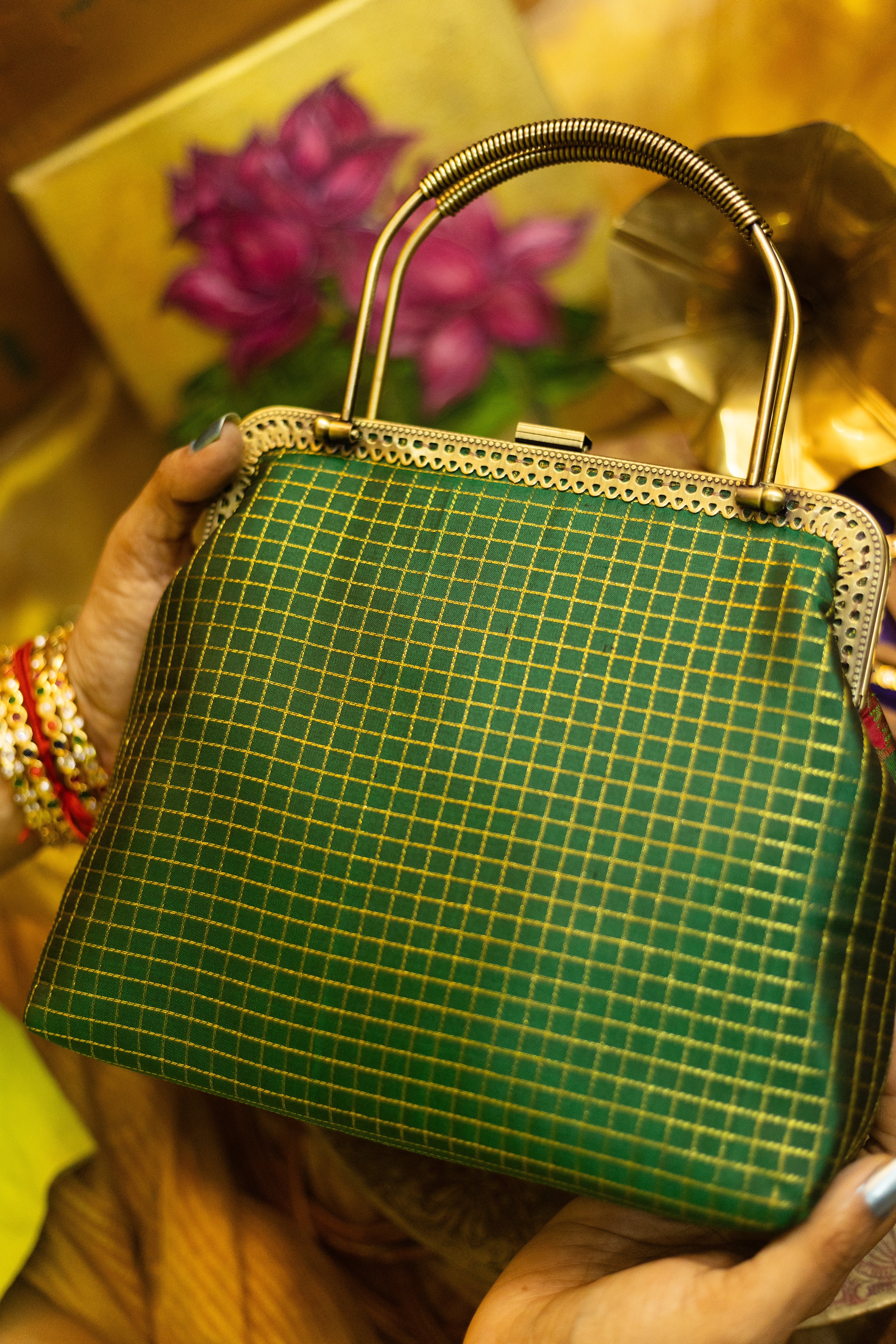 maragadha and deep red  with annam chakram