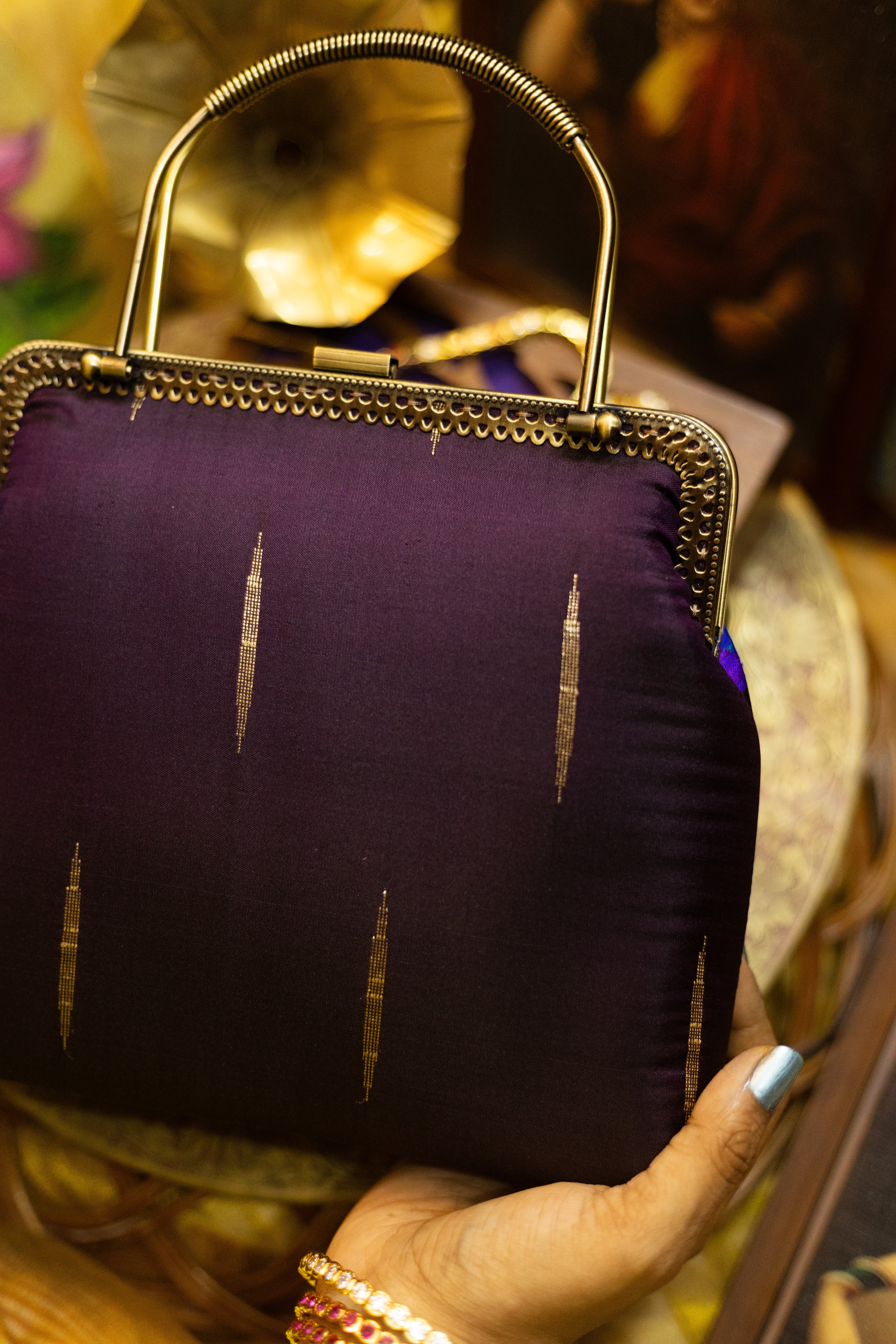 Electric blue  with annam chakram and malli moggu