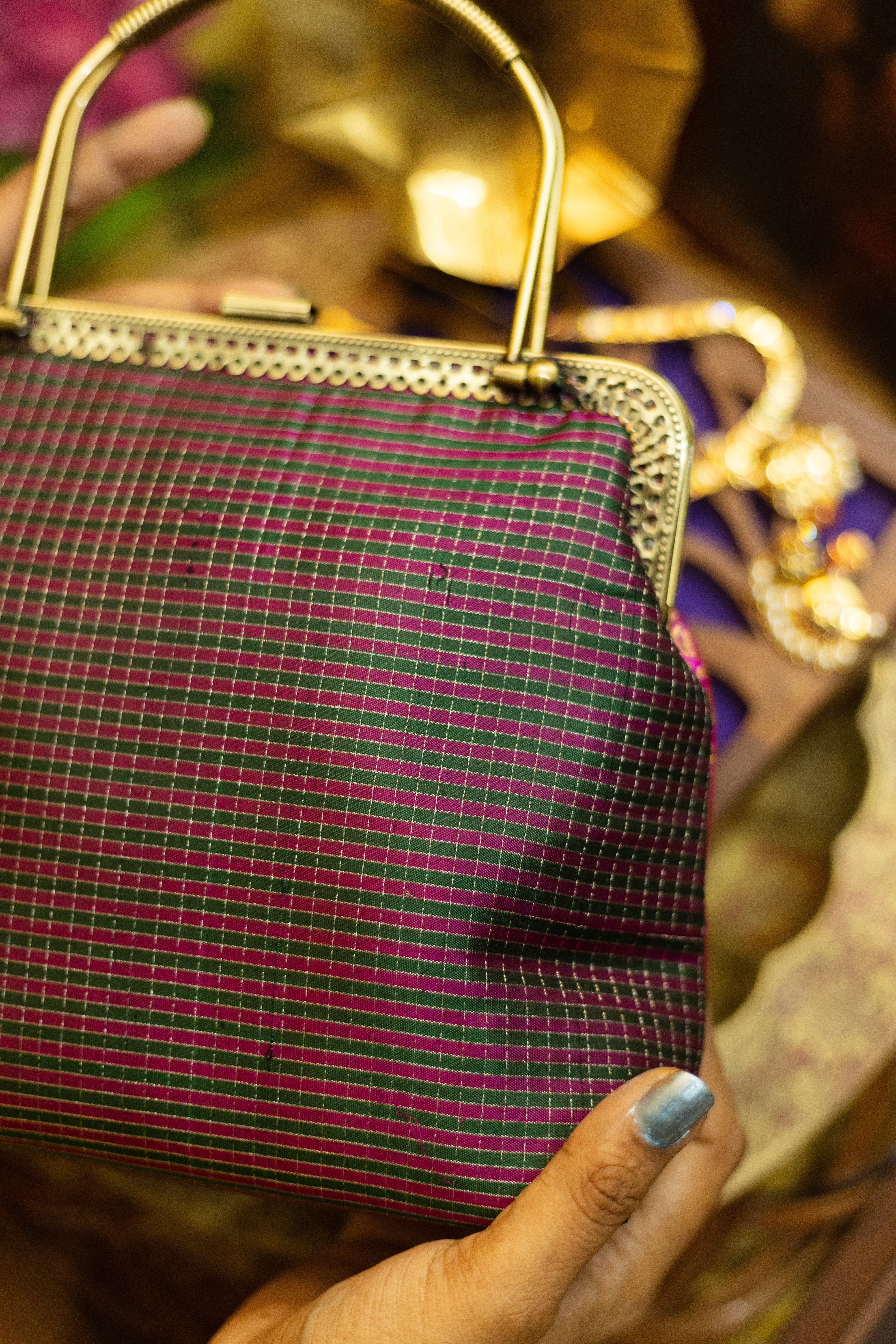 Royal pink  and paisley with podi kattam contrast