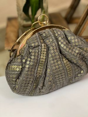 Gray Sequin Embroidery Busu Busu