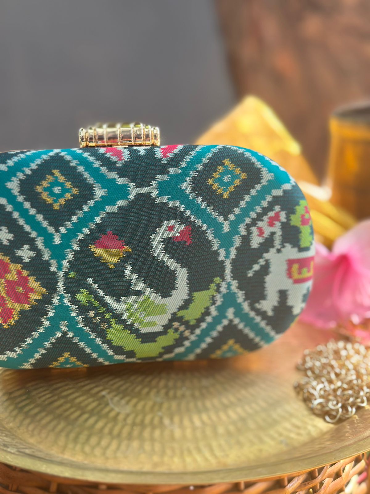 Swan Peacock Green Patola