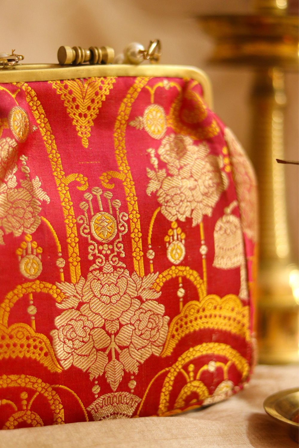 Pinkish Orange bell small Damru