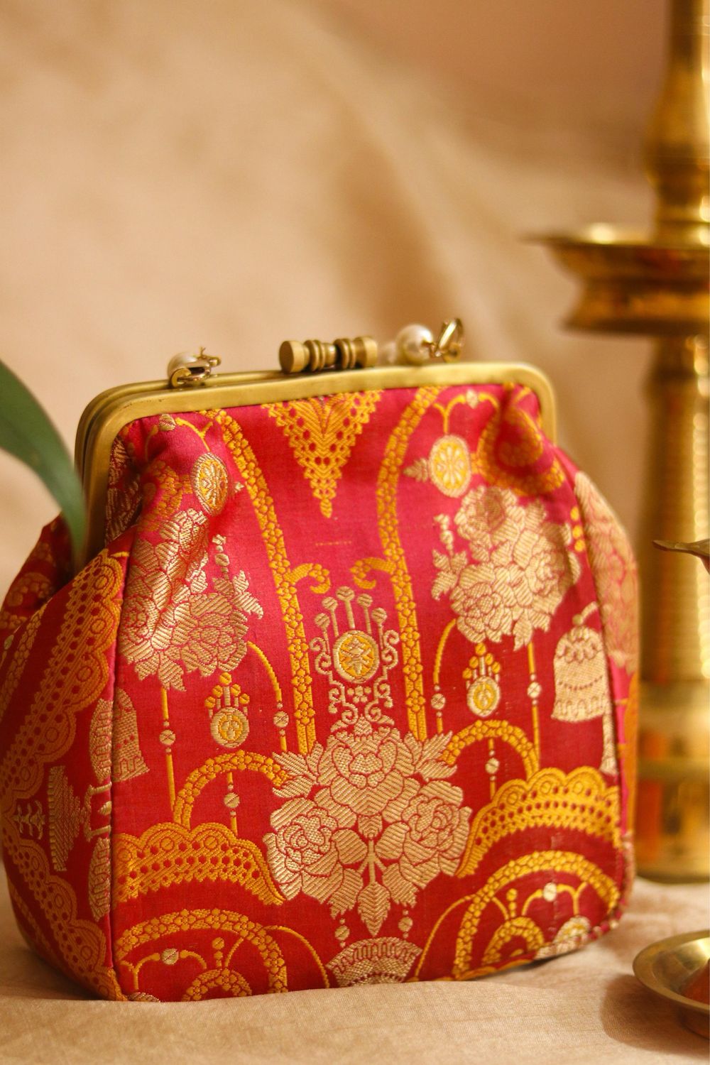 Pinkish Orange bell small Damru