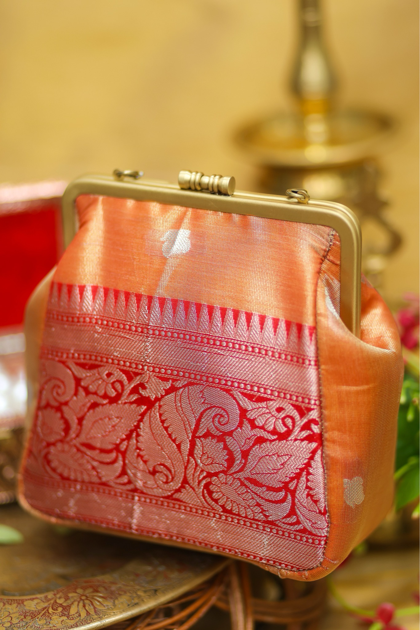 Orange And Red Silk Tissue