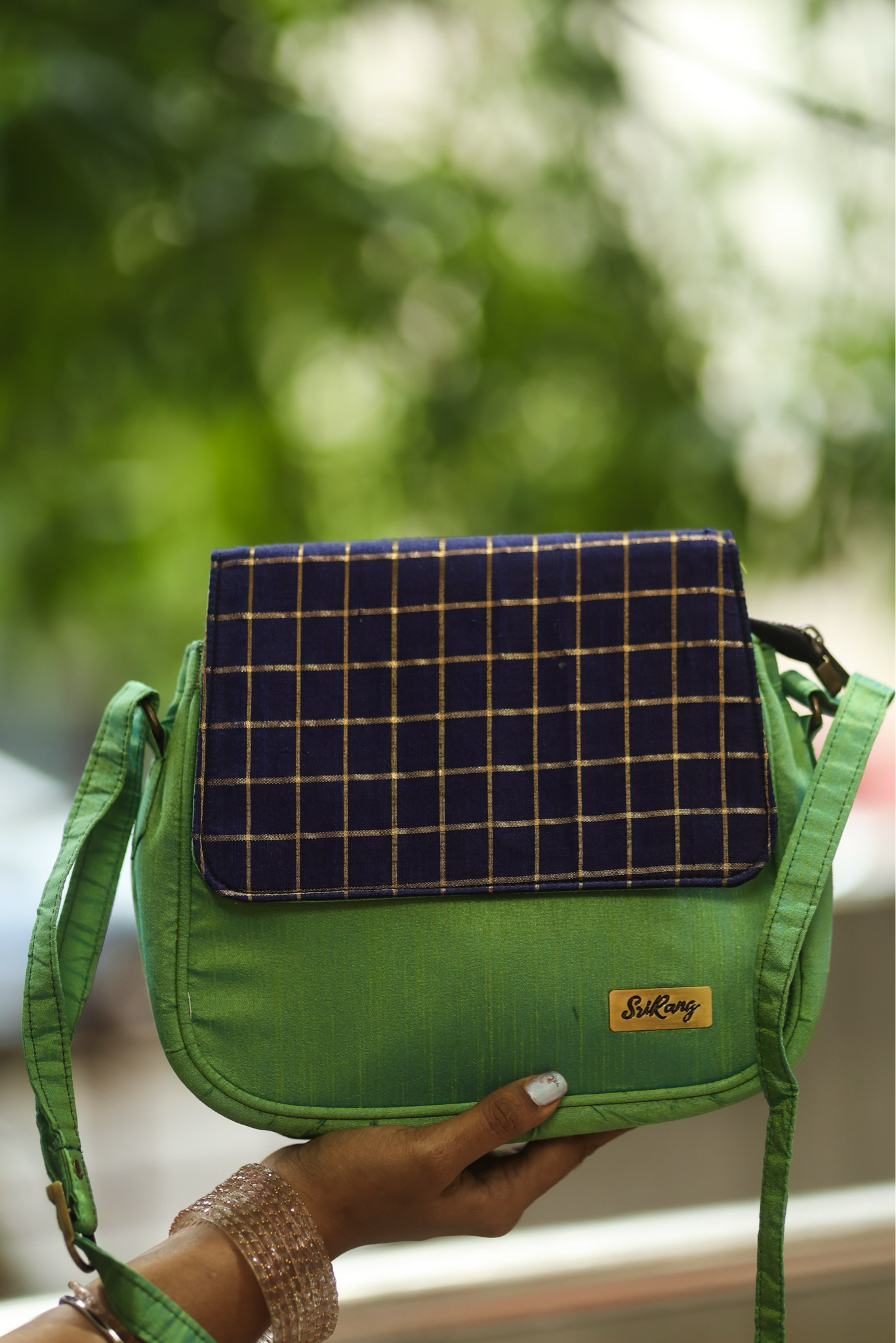 Apple Green And Navy Blue Padmini