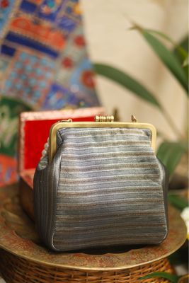 Grey Gold And Black Pure Banarasi Pettu Weave