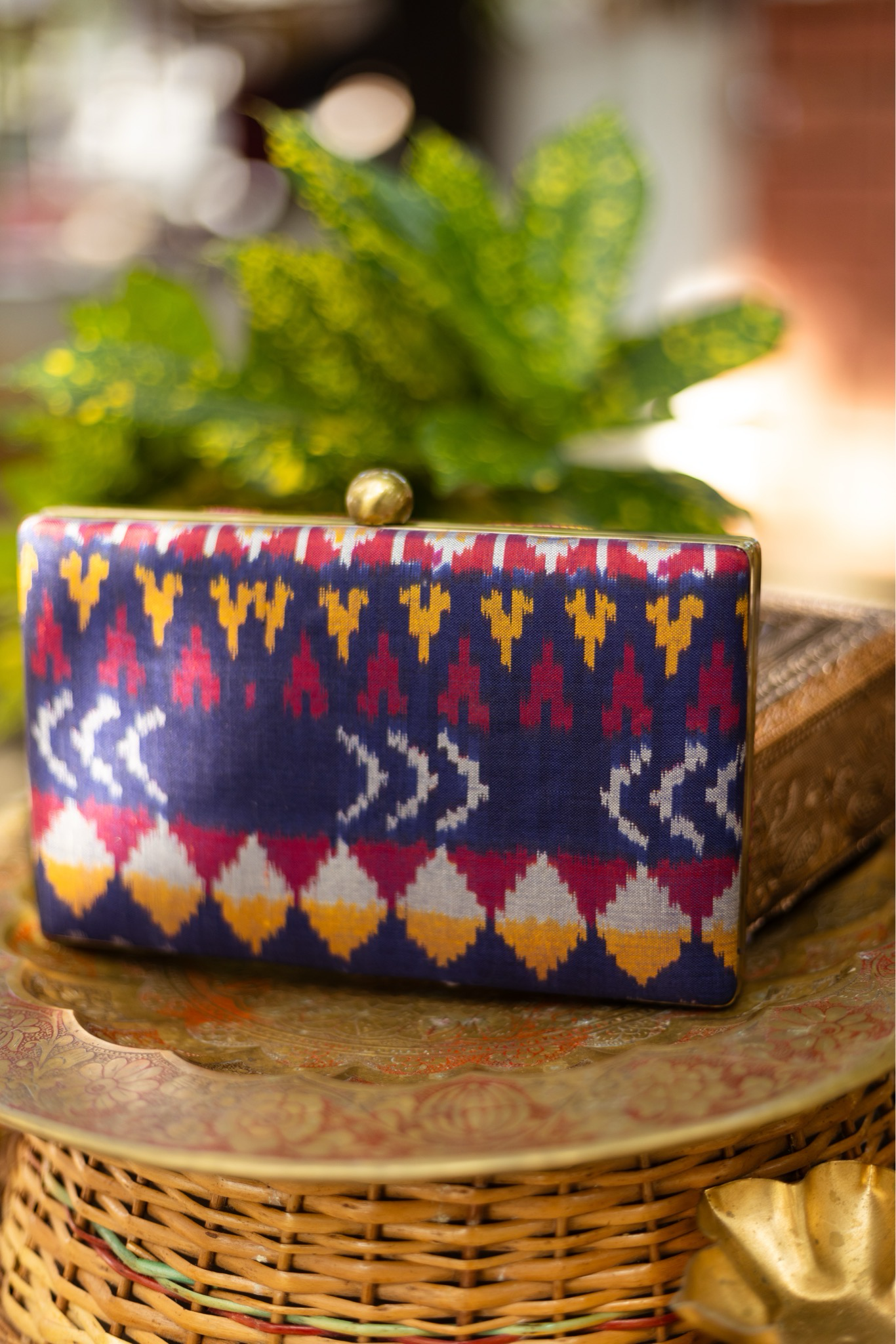 Mayil Yazhi With Deep Blue Ikkat Multi