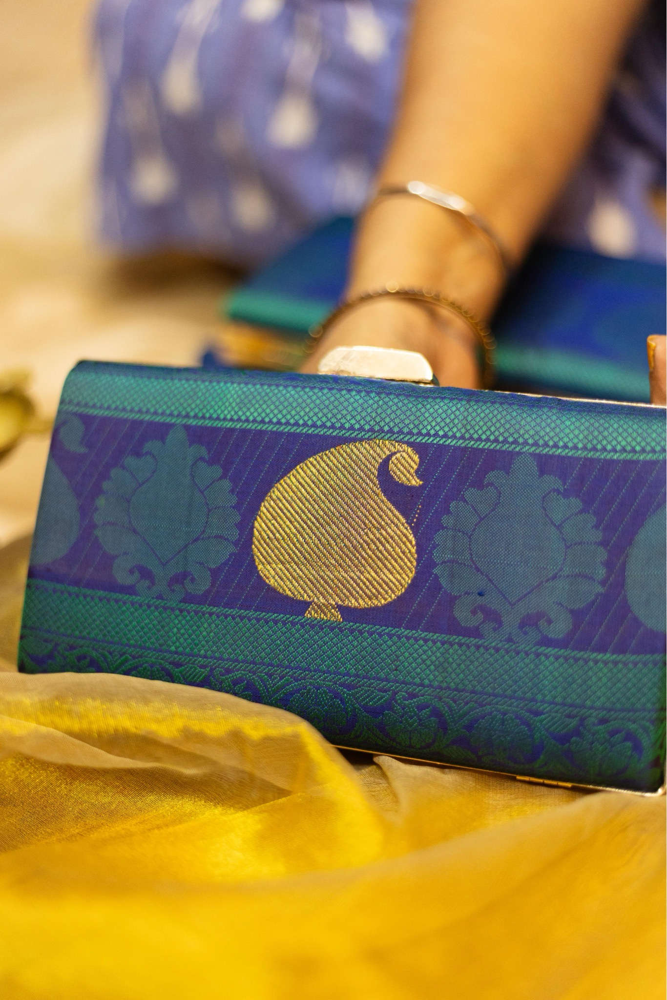 Paisly On Both Sides Peacock Green And Blue