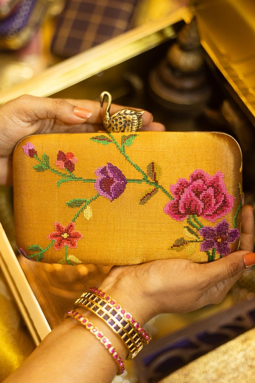 Tapestry-inspired embroidery gold