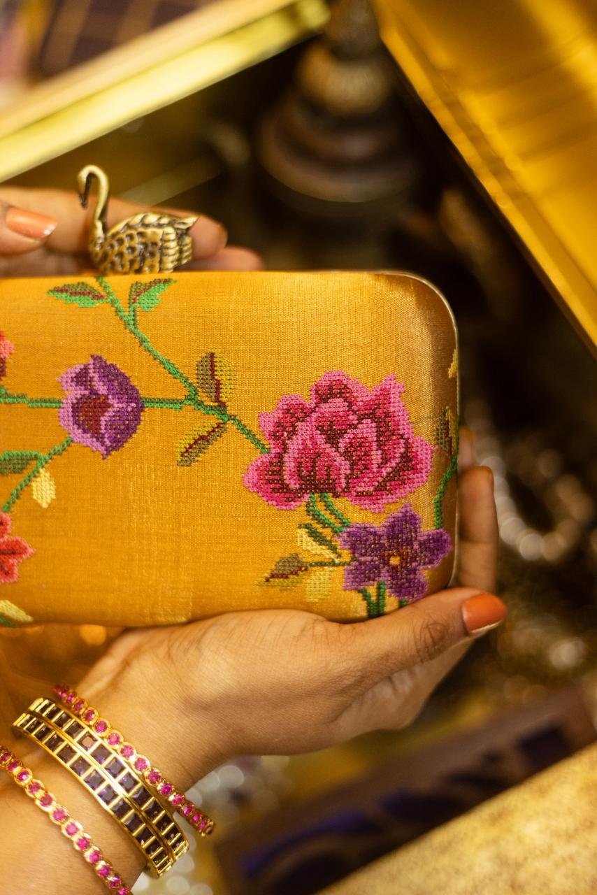 Tapestry-inspired embroidery gold