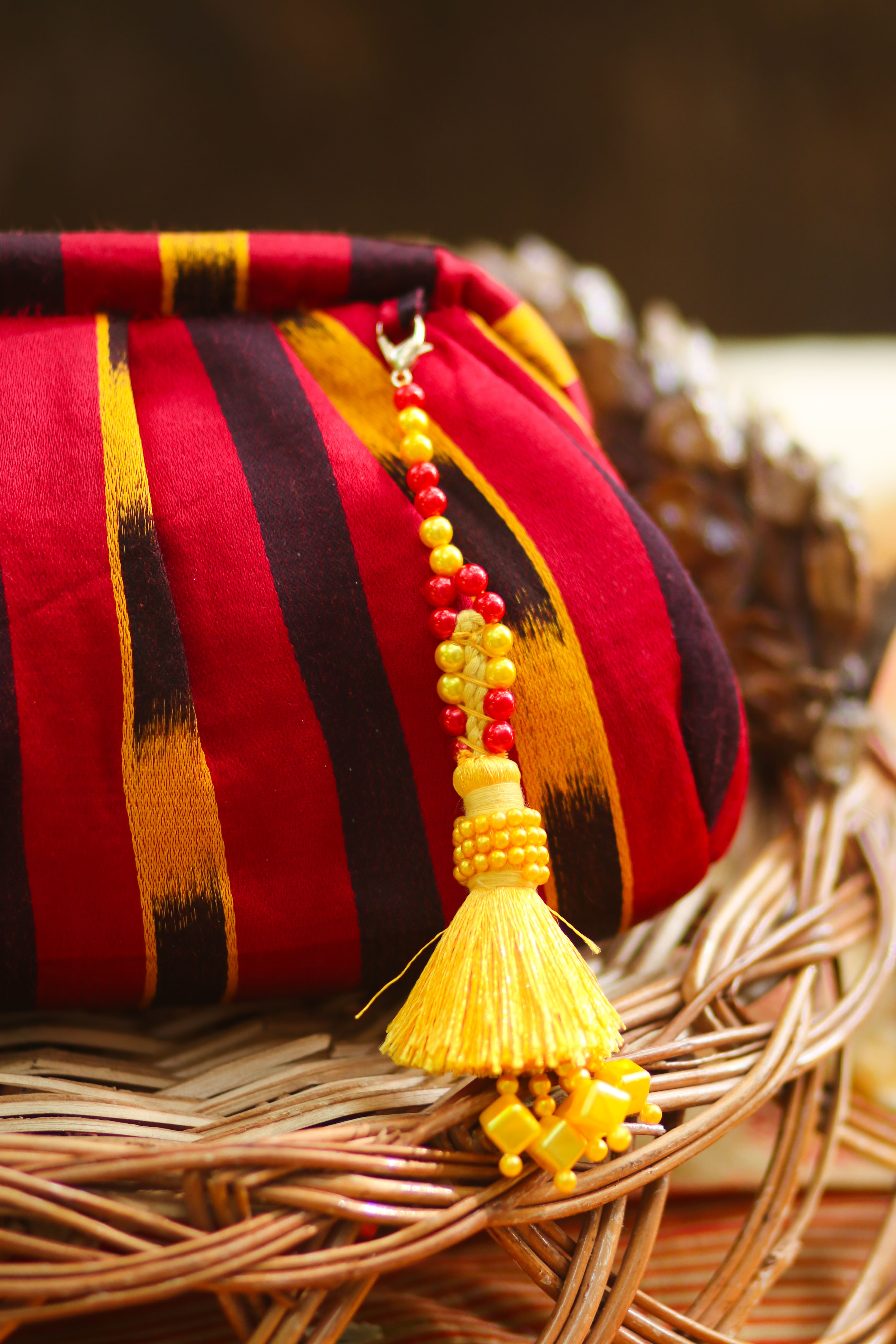 Red with Coffee Brown Satchel