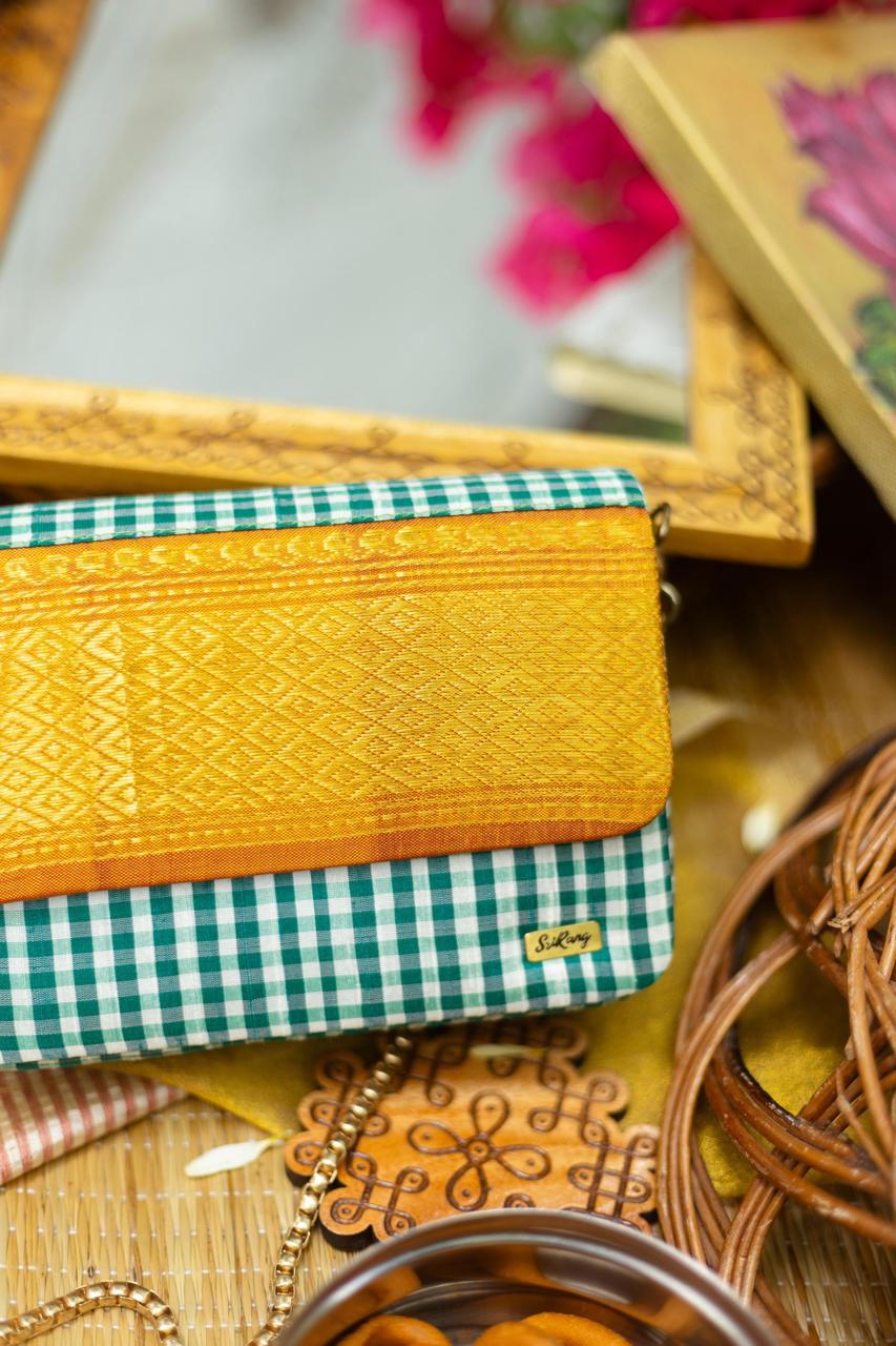 Green and white check with homey