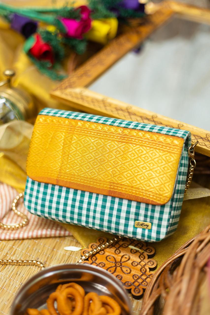 Green and white check with homey