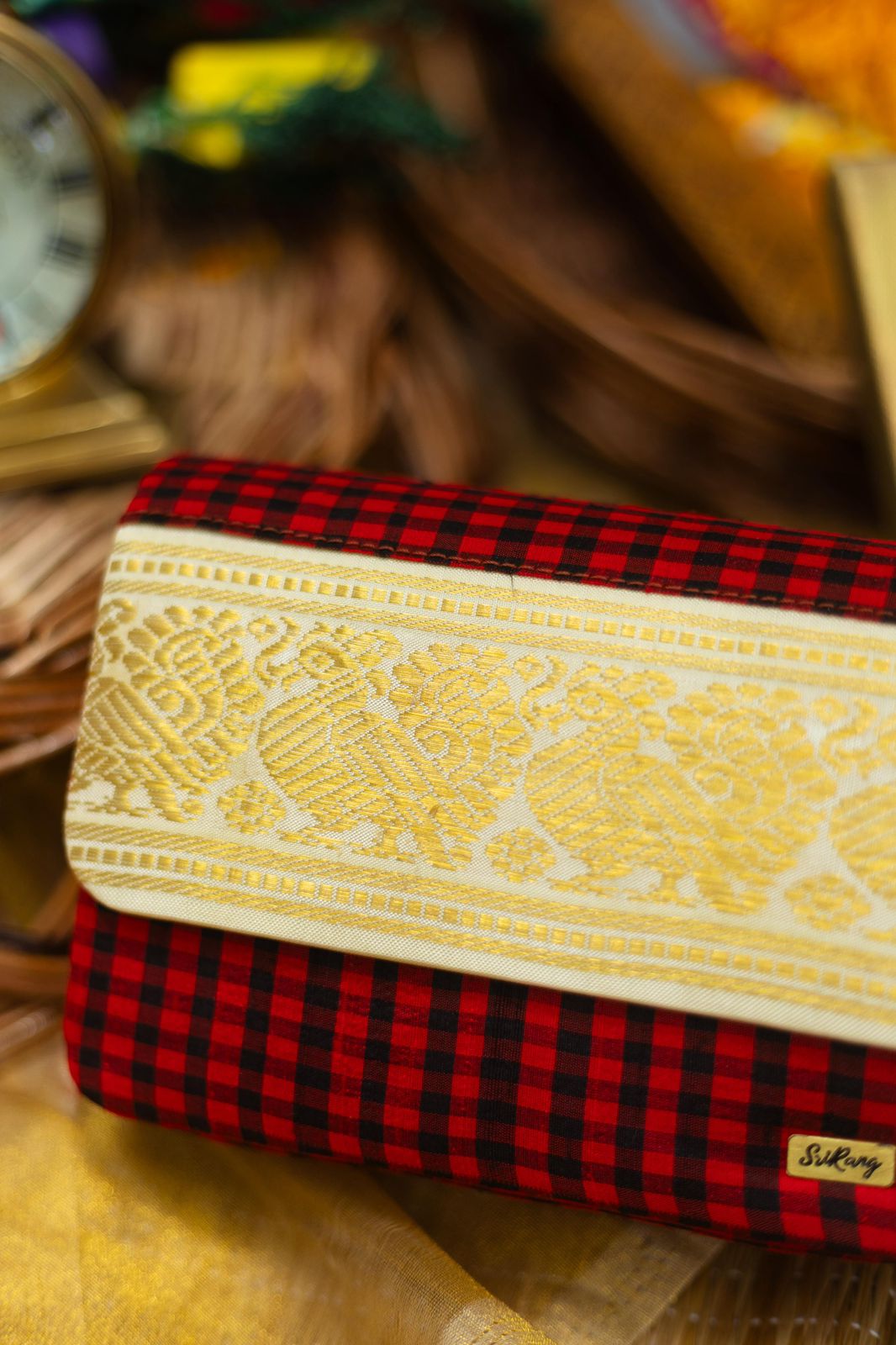 Black and red check with off white