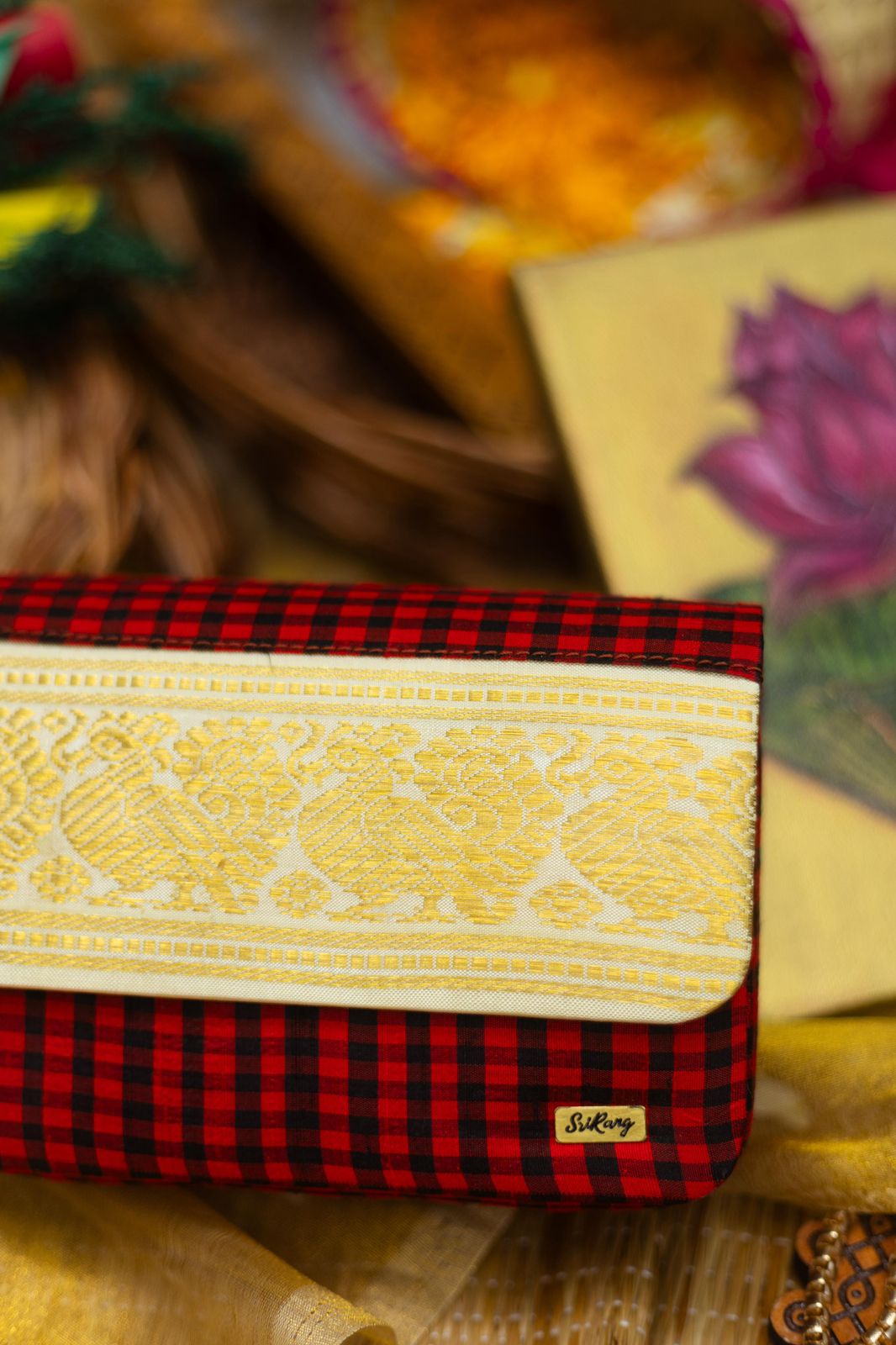 Black and red check with off white