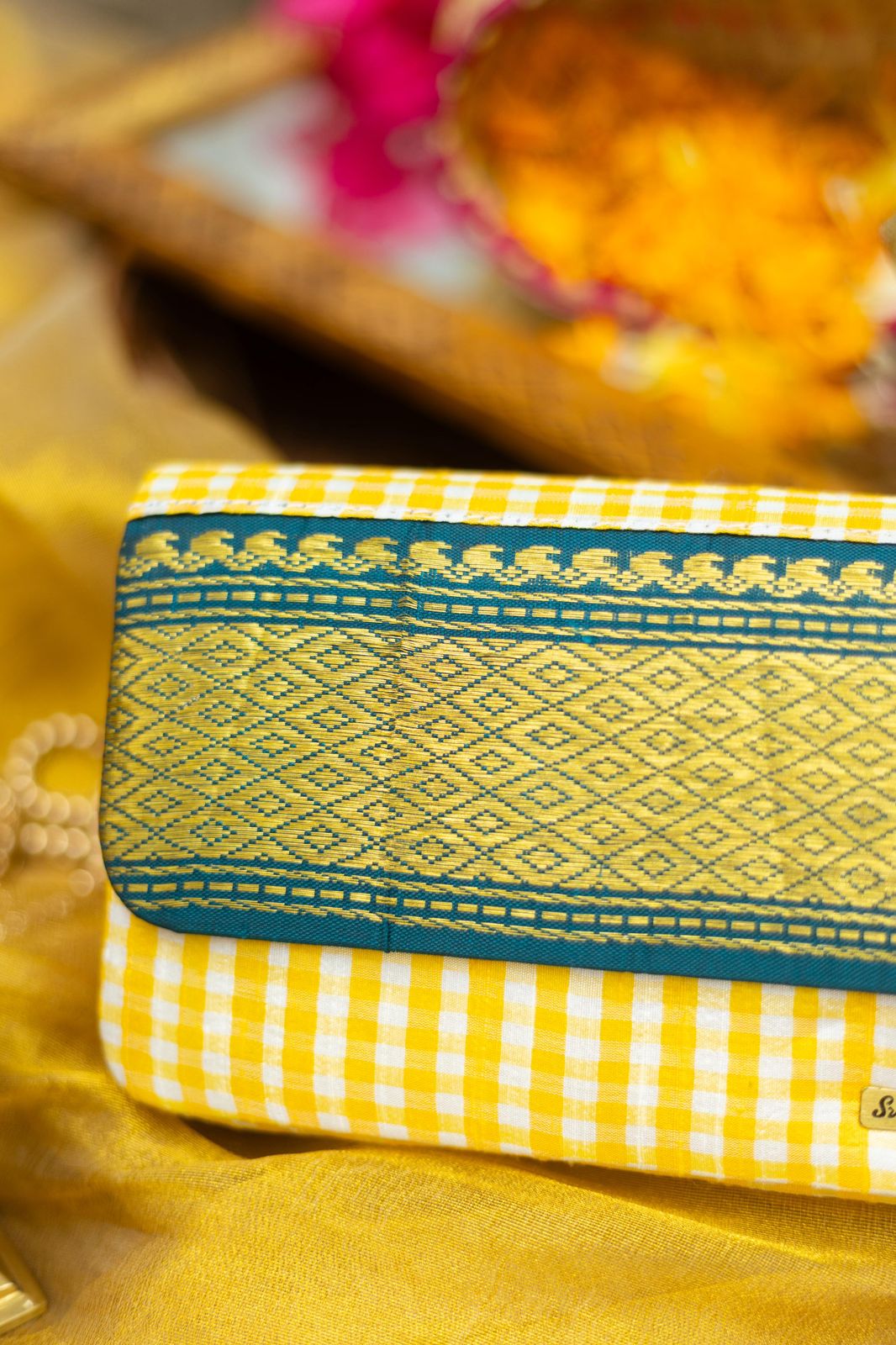 Yellow with Rama green Mayil kann