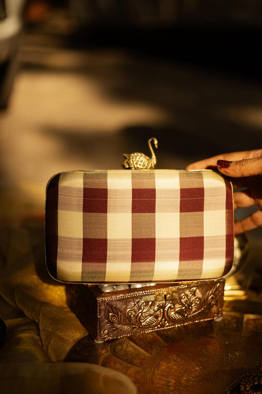 Chocolate Brown Checks with Kutni Swan