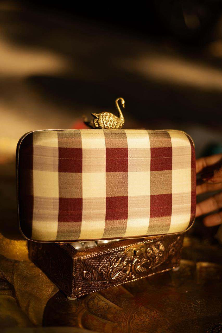 Chocolate Brown Checks with Kutni Swan