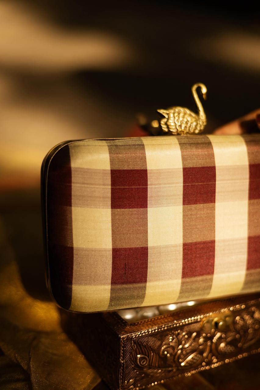 Chocolate Brown Checks with Kutni Swan