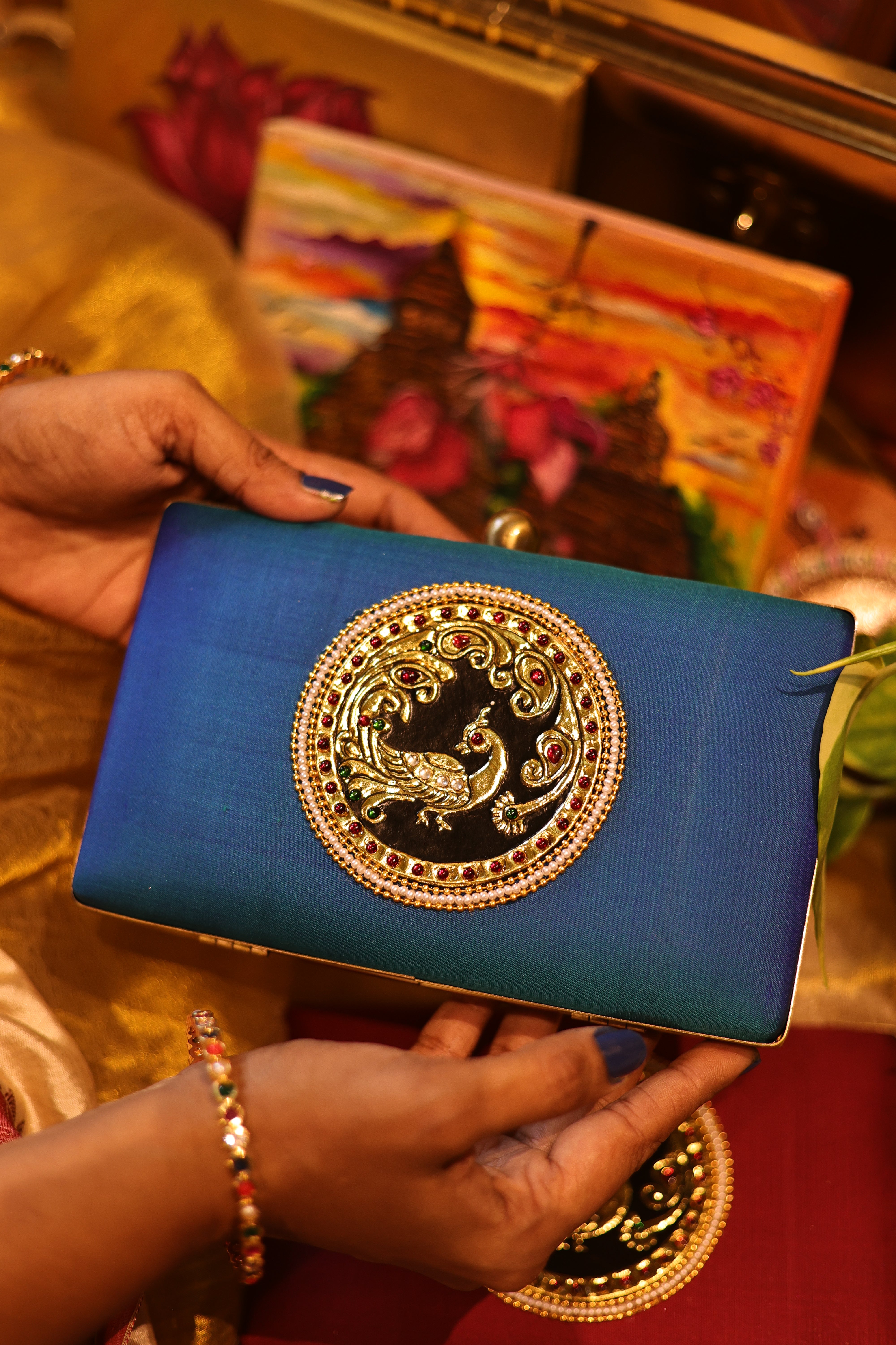 Peacock blue double shade single mayil