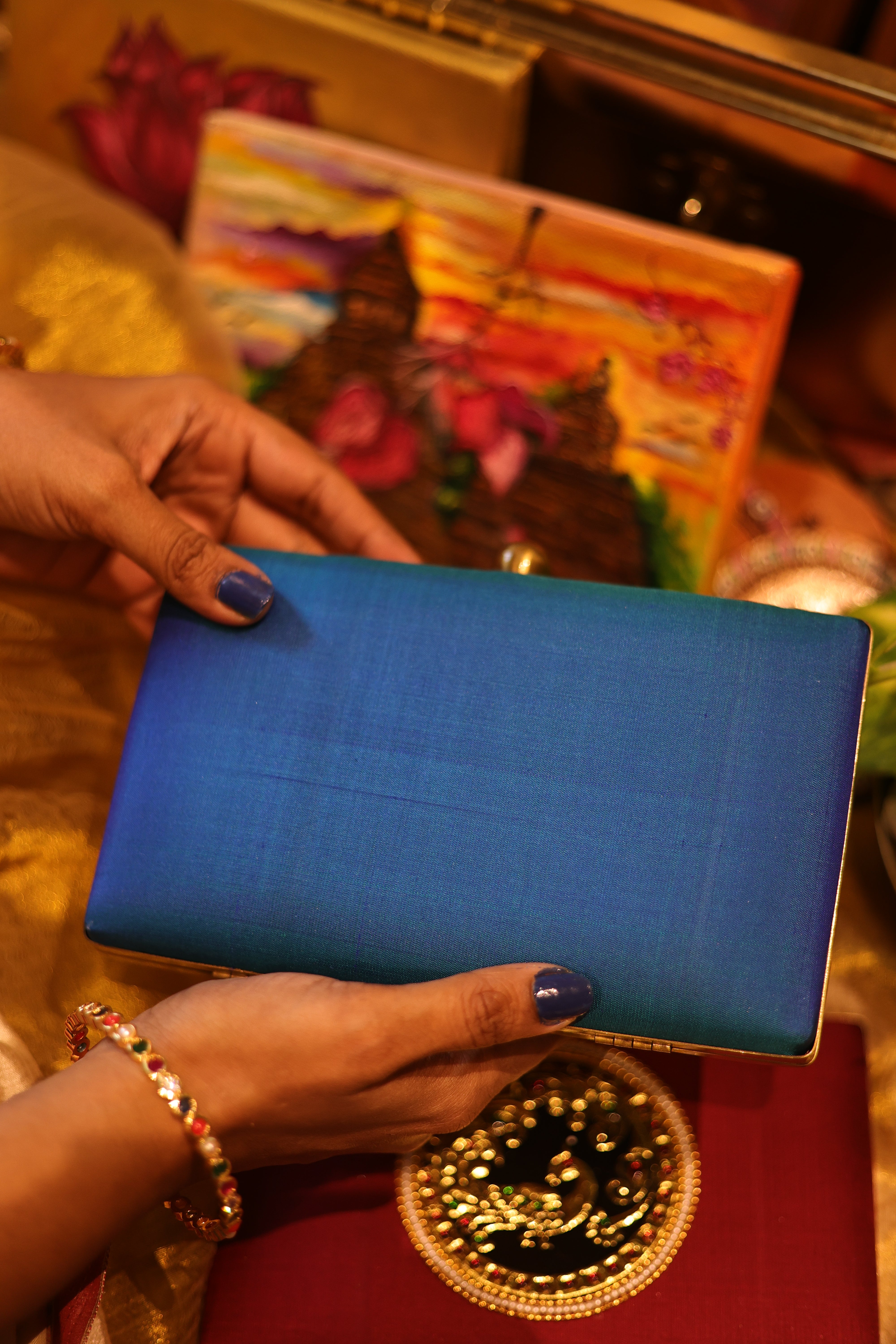 Peacock blue double shade single mayil